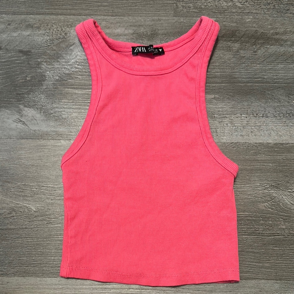 Zara Pink Sleeveless Crop Tank Top